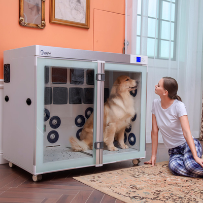 CE de sequía de la caja del animal doméstico ajustable, preparación grande del perro del gabinete de la sequedad del espacio